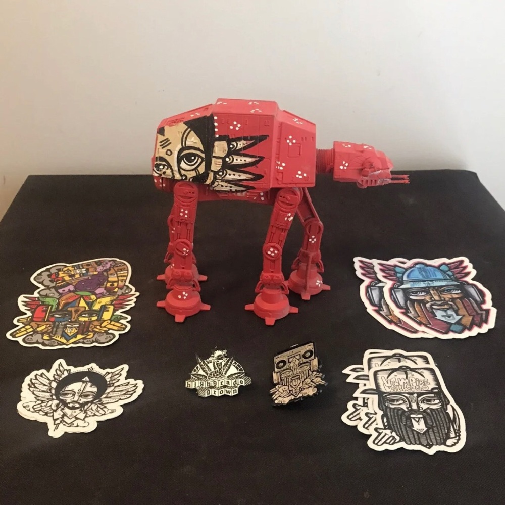 RAS TERMS painted Angelic Art StarWars AT-AT WITH RasTerms STICKER/pin Package.